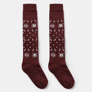 

Woolen knee-highs for women, color burgundy, size 23-25
