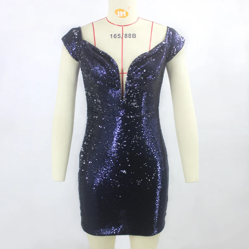 Dressmecb Летнее мини-платье без рукавов Badycon женское сексуальное платье с глубоким v-образным вырезом и открытыми плечами с блестками элегантное вечернее платье с открытой спиной
