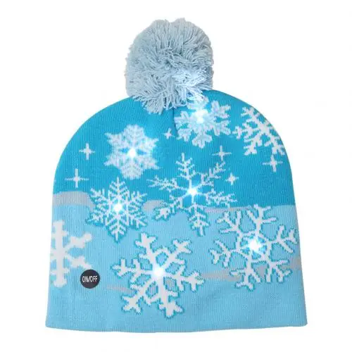 Snowflake Christmas Hats Designs LED Beanie Sweater Christmas Santa Hat Light Up Knitted Hat for Kid Adult For Christmas Party - Цвет: Snowflake
