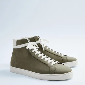 

New Spring and Autumn Men's Khaki Sports Ankle Boots Sewing Worker Boot Male Sports Martin Booties with Black Zipper Shoes Boots