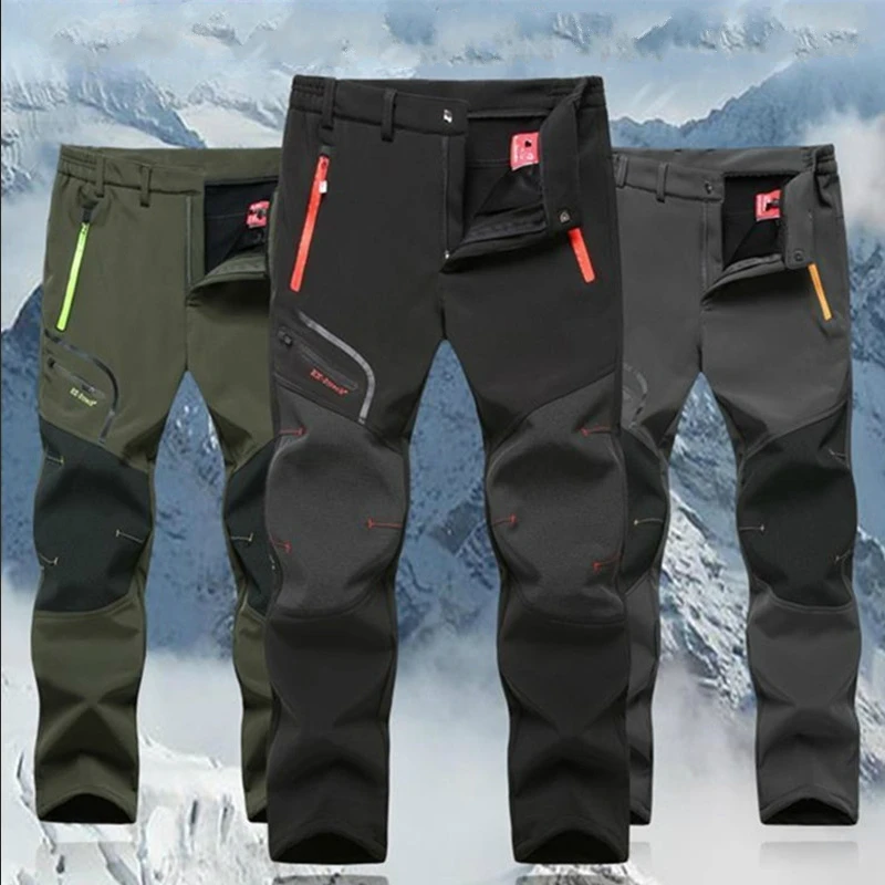 black cargo joggers Men's Waterproof Casual Outdoor Cargo Pants Camping Trekking Sport Trousers Male Winter Warm Plus Velvet Soft Shell Hiking Pants orange cargo pants