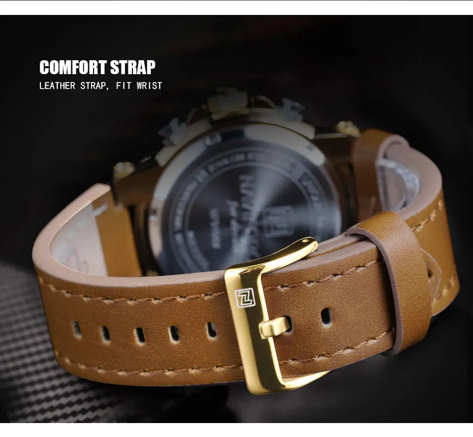 Top Luxury Brand NAVIFORCE Men Watches Casual Waterproof Watch Men Male Gold Clock Leather Quartz Wristwatch Relogio Masculino