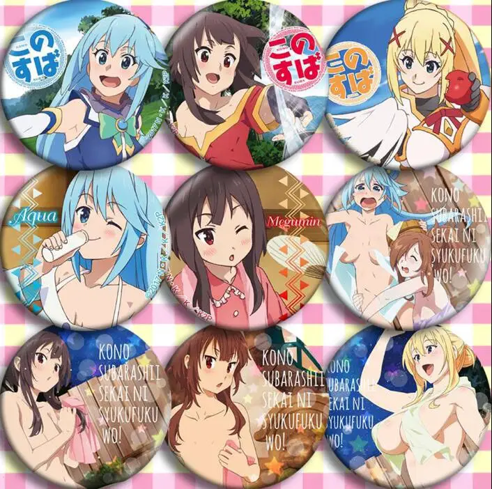 10 шт./1 партия Аниме Куно субараши Sekai Ni Syukufuku Wo! Aqua Megumin фигурка 5039 значки круглая