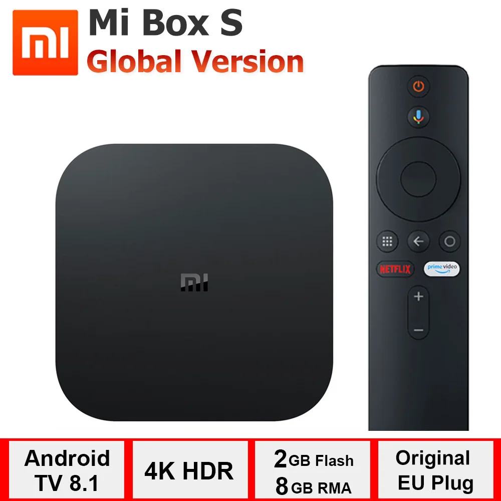 ТВ-приставка xiaomi mi box s smart tv android 8 1 4K HDR четырехъядерный 2G/8G Wi-Fi Google Cast/Netflix