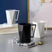 Геометрическая чашка с ручкой для полоскания рта для ванной, кружки, парные молочный напиток, чашки для зубной щетки