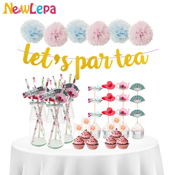 

Newlepa Hot Sale Afternoon Tea Cake Topper Picks Paper Straw Banner Afternoon Tea Table Party Decoration