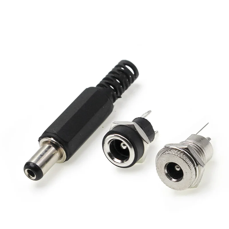 DC 5.5x2.1 5.5x2.5 Connector DC Power Plug Female Interface Mount Socket Jack Plug Wire DC Connectors Terminal Adapter 1pcs dc power jack socket female panel mount connector 5 5mm 2 1mm connector charging plug 5 5 2 1mm 5 5 2 5mm waterproof cap