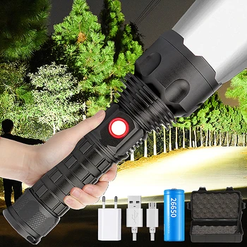 

Super Powerful LED Flashlight XHP50.2 Tactical Torch USB Rechargeable Linterna Waterproof Lamp Ultra Bright Lantern Camping