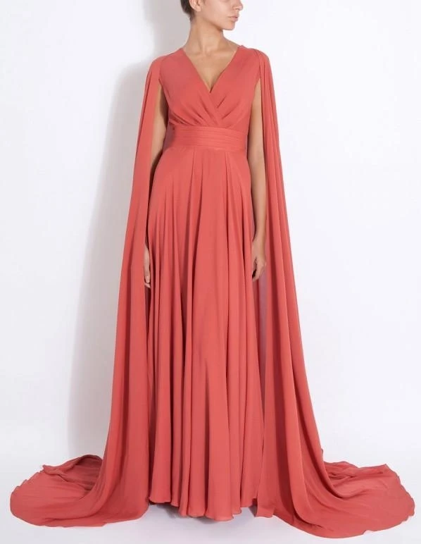 coral chiffon dress