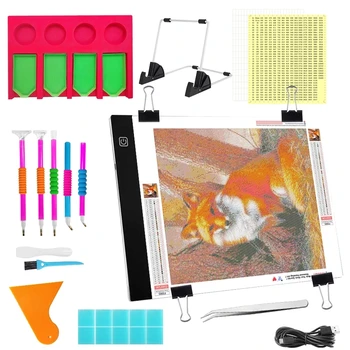 

Diamond Painting Tools and Accessories, with A4 LED Light Pad and Professional Tray Organizer, 5D Diamond Painting Kits