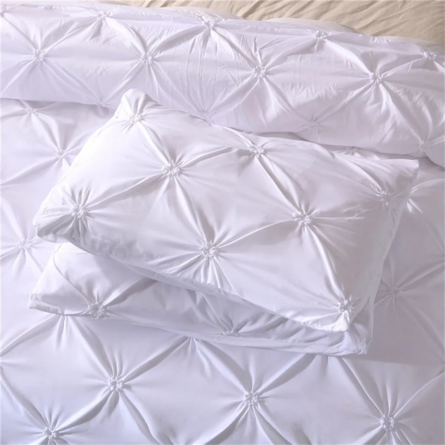 Luxury Bedding Set Pinch Pleat Comforter Bed Sets Home Textile Bed Linen High Quality Bedspreads black White King Duvet Cover