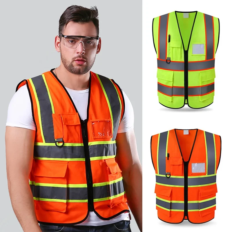 

Multi Pocket Reflective Vest High Visibility Safety Gear Outdoor Protector Tank Top Construction Security Guard Outdoor Wear