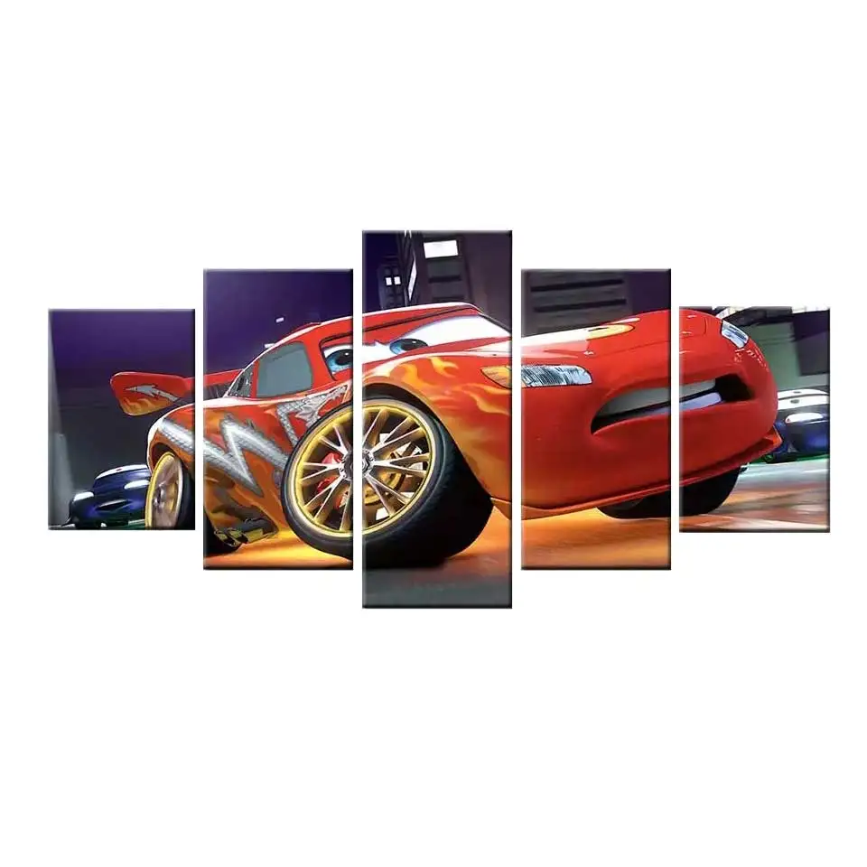 Cars mcqueen Современная Настенная живопись 5 шт. модульные картины скандинавский