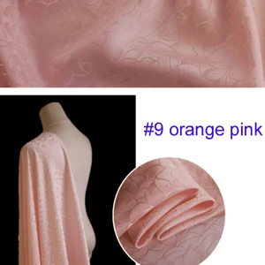 Тяжелый шелк материал лотоса жаккард шелковая ткань для платьев рубашки шелк вискоза - Цвет: 9 orange pink