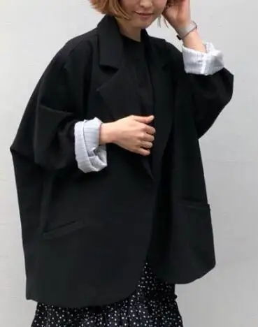 Black Women Autumn Winter Black Vintage Blazers Coat Female Jackets Blaser Feminino Chaqueta Mujer Plus Size Veste Femme - Цвет: Black