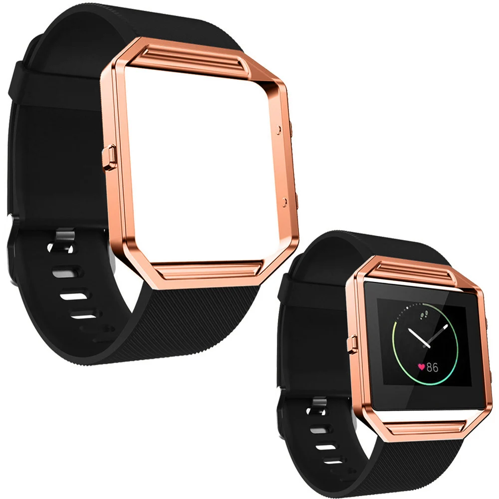 Correa De Silicona Para Fitbit Blaze, Con Bisel De Oro Rosa Para