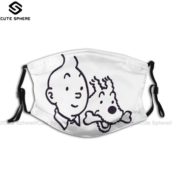 

Tintin Mouth Face Mask Tintin And Milou Merchandise Facial Mask Funny Fashion with 2 Filters for Adult