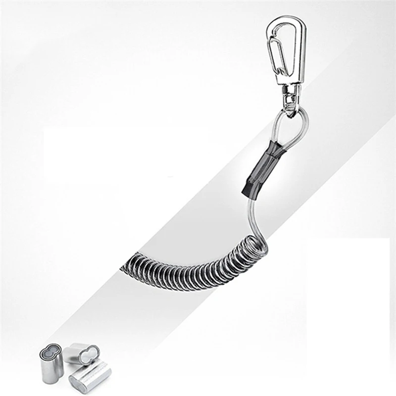 Key Lanyard Fishing Missed Rope Key Koord Key Chain Elastic Coil Stretch Tether Fashion Wire Spring Rope Lockable Metal Key Cord