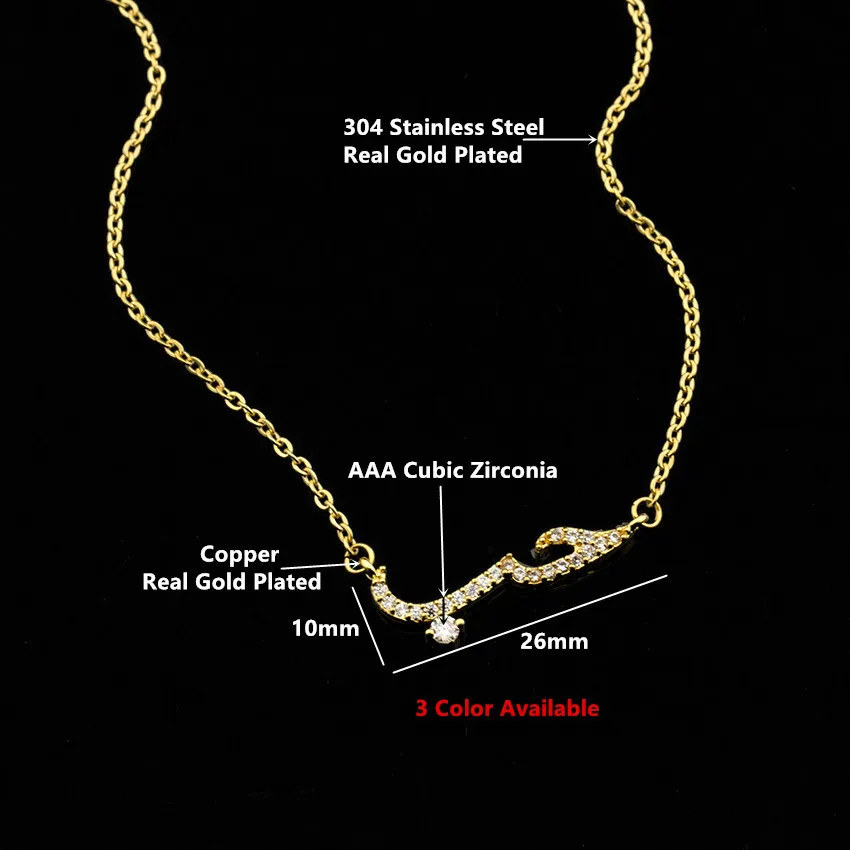 Ручной работы Bff подарок CZ арабский любовь заявление ожерелье для женщин Kolye розовое золото Заполненные Арабские буквы кулон чокер ювелирные изделия с кристаллами