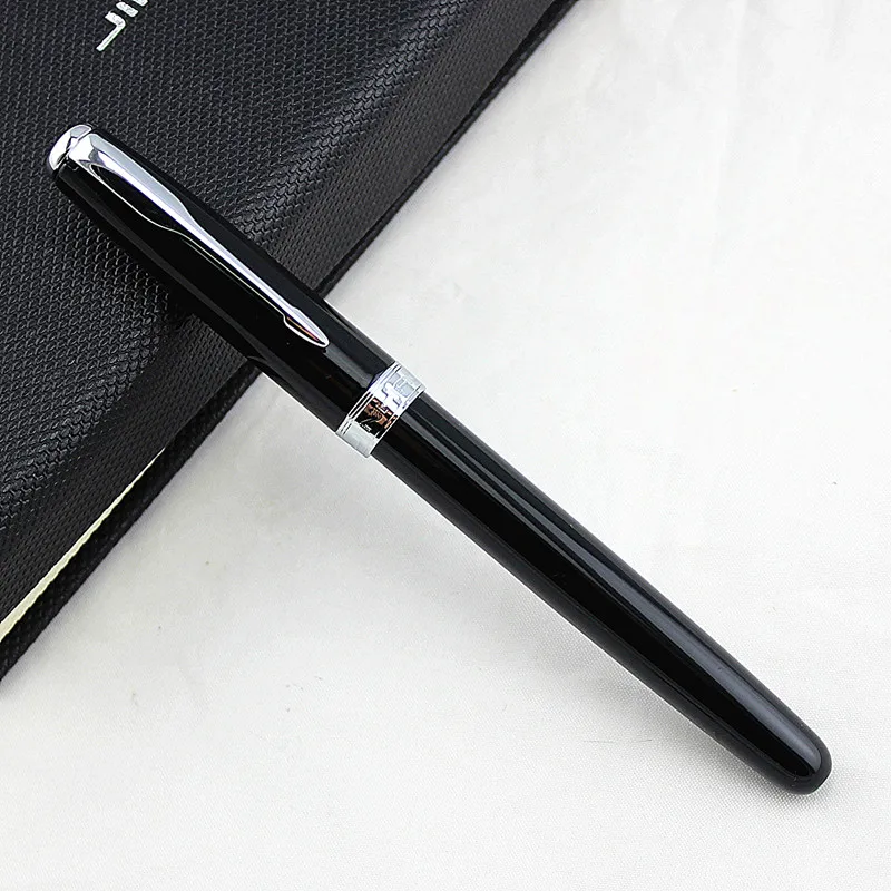 Jinhao 75 перьевая ручка Роскошные чернильные ручки высокого качества металлические серебристые ручки с зажимом офисный подарок Iraurita Подарочная авторучка коробка - Цвет: ONE PEN