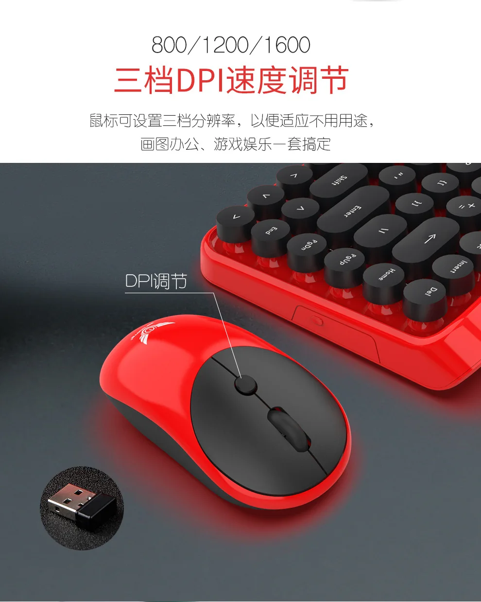 New Style 2.4G Wireless Mouse Set Wireless Keyboard And Mouse 3 Gear DPI Adjustable Support Customization Cross Border Currently