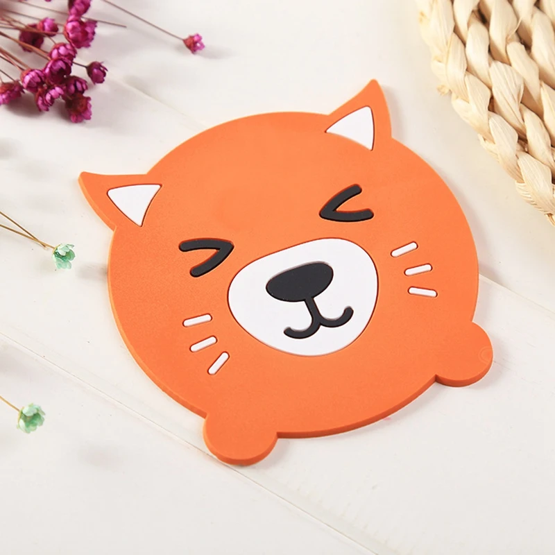  20Pcs Silicone Dining Table Placemat Coaster Kitchen Accessories Mat Cup Bar Mug Cartoon Animal Pan