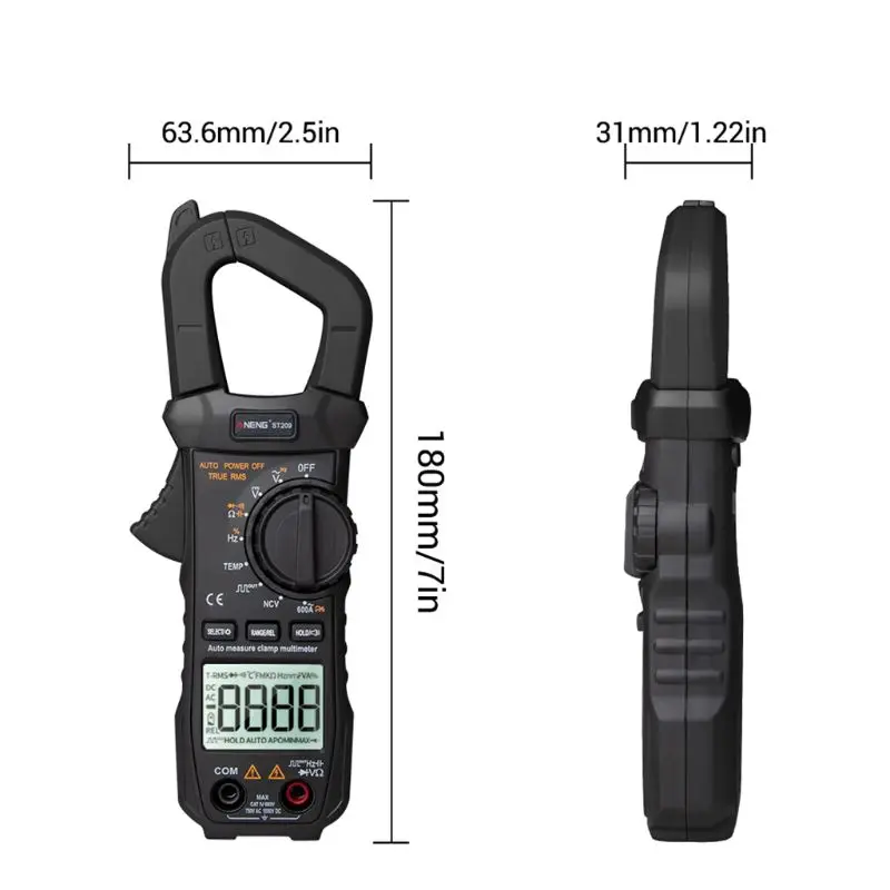 Цифровой 6000 отсчетов истинных RMS NCV Клещи Авто ток напряжение мультиметр квадратная волна частотное сопротивление измеритель температуры