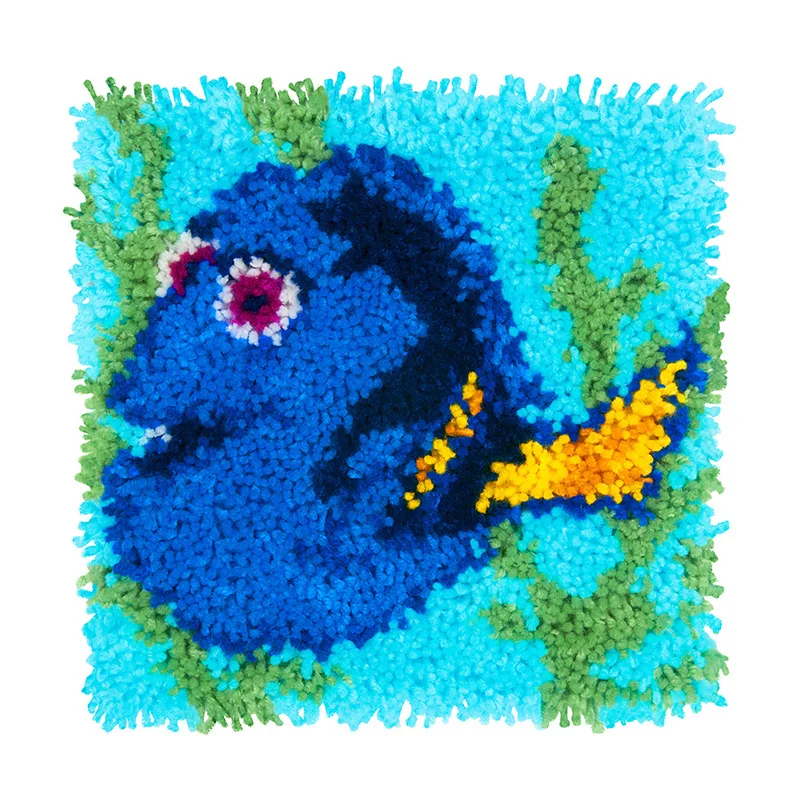 

Hook Pillow Embroidery Kit DIY Needlework Sets Unfinished Crocheting Yarn Latch Hook Rug Kit Picture Carpet Set fish Animals