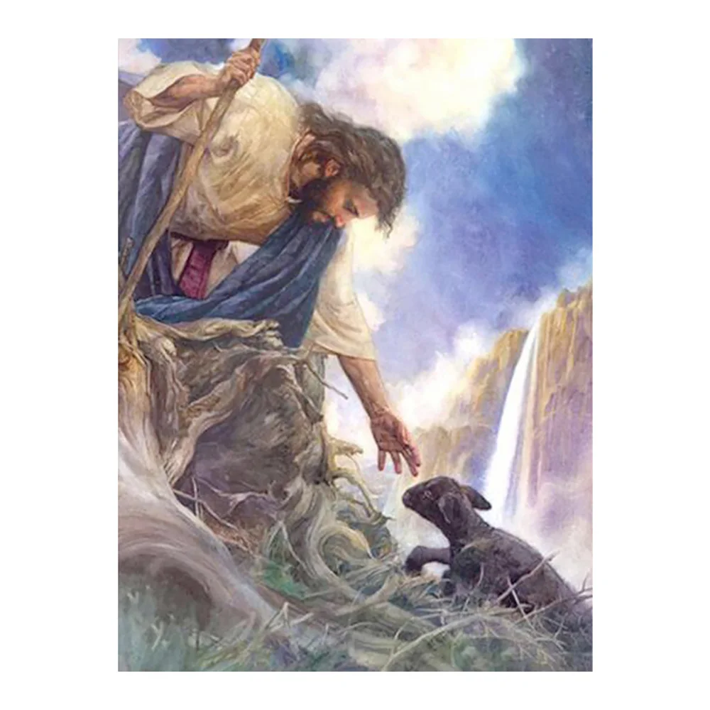 Портрет Иисуса Христа алмазная живопись Полный Круглый овчарка религия DIY наклеивание дрель вышивка крестиком 5D вышивка декоративная