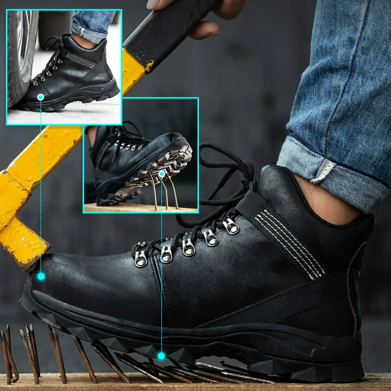 Safety shoes Men Work Shoes Steel Toe waterproof Safety Boots Puncture-Proof Work Sneakers Breathable Shoes zapatos de seguridad men s work shoes steel toe cap anti smash anti stab safety shoes breathable comfortable wear resistant hiking safety shoes