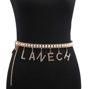 

Boho Statement Waist BellyLadies Big Fashion Belt Pearl Chain Letter Waist chain For Women Trendy Jewelry For Women Wholesale
