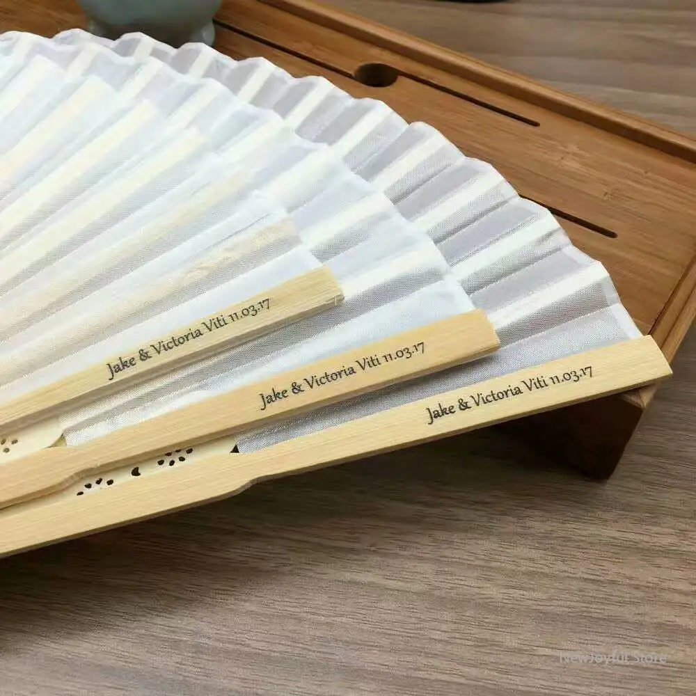 50pcs Personalized Engraved Hand Fan Wedding Fold Fan Customized