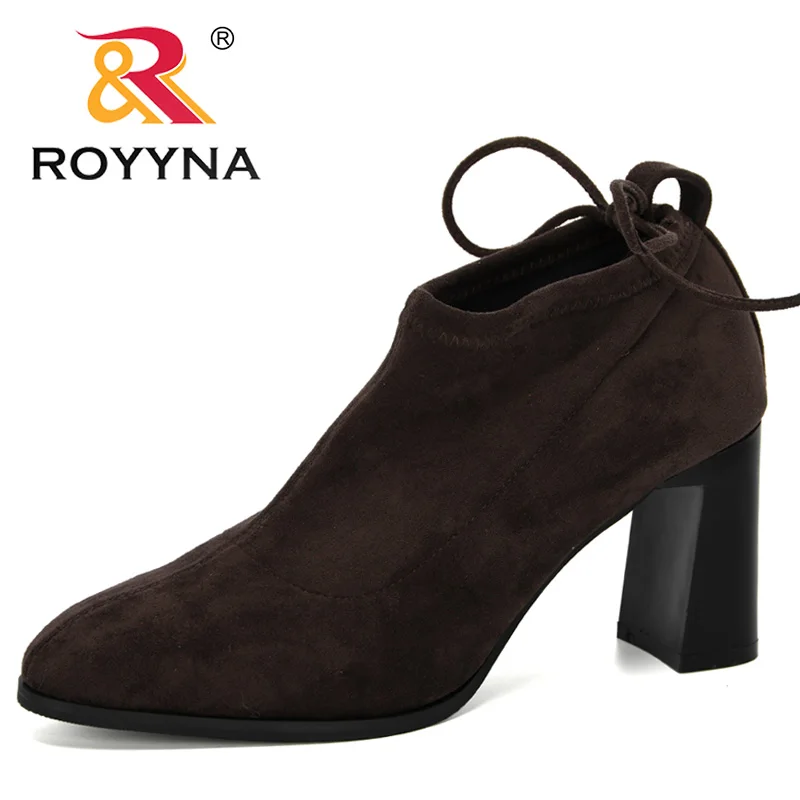 ROYYNA 2020 г. новые дизайнерские популярные ботильоны для женщин уличные модные
