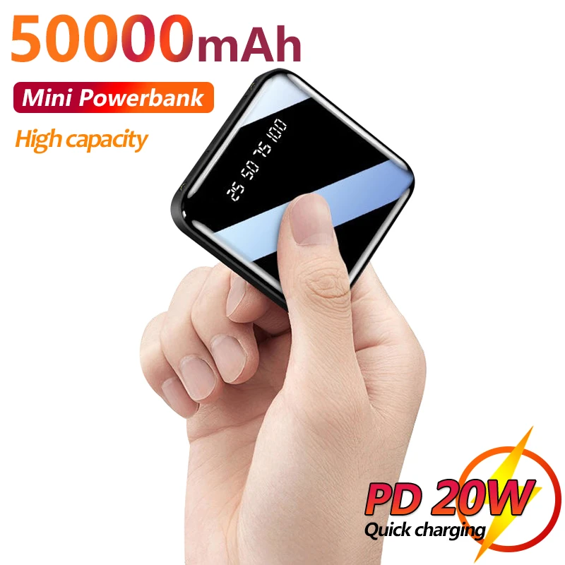 Mini Power Bank 50000mAh Portable External Battery with 2 USB Digital Display Fast Charging Charger for Xiaomi IPhone Samsung best power bank for iphone