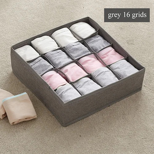 grey 16 grids Многоразмерный органайзер для бюстгальтера, нижнего белья, складная домашняя коробка для хранения, нетканый шкаф, ящик для шкафа, органайзер для шарфов, носков - Цвет: grey 16 grids