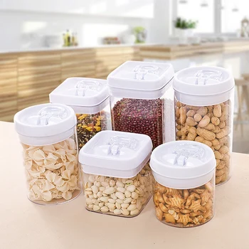 

Rectangular Dry Food Flour Beans Airtight Flip Storage Container Box Holder-0.8L