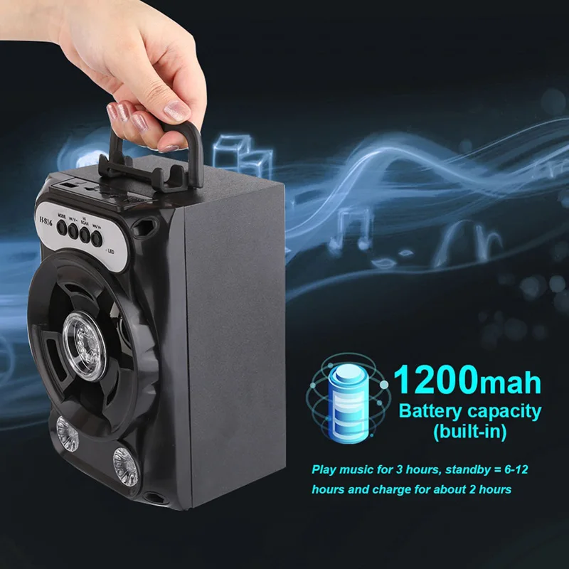 2019 Protable Bluetooth Speaker Wireless Bass Stereo Sound System With Led Light Speaker Support TF Card FM Radio Outdoor Travel