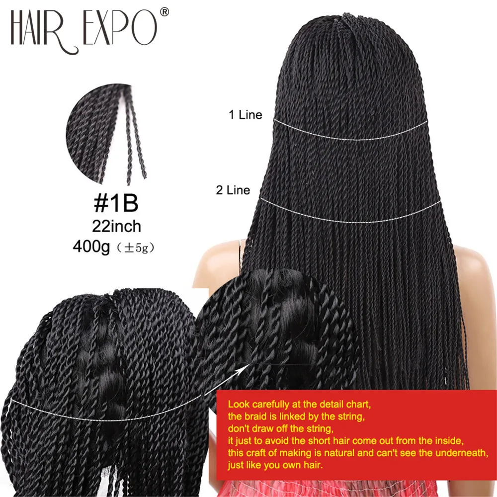 22 дюймов длинные 2X твист косы парик для черных женщин синтетические волосы афро прическа парики термостойкие волосы Экспо город