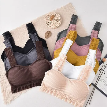 

Sexy Lace Strap Tube Tops Bra New Women's Wireless Beautiful Back Bras Padded Soft Brassiere Lingerie