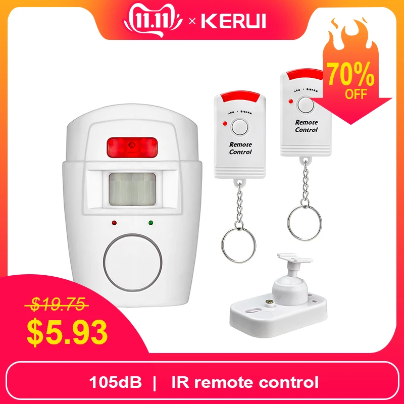 KERUI Home Security Alarm PIR Alert Infrared Anti-Theft Motion Detector Monitor Wireless Alarm System with Remote Controller