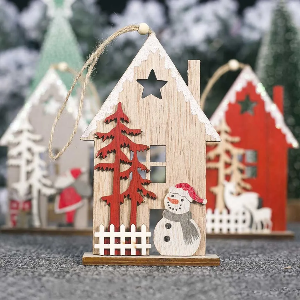 Лидер продаж, подвесная подвеска в форме дома на рождественскую елку, деревянный мини-небольшой подвесной орнамент для дома, подарок на год, новинка,#30
