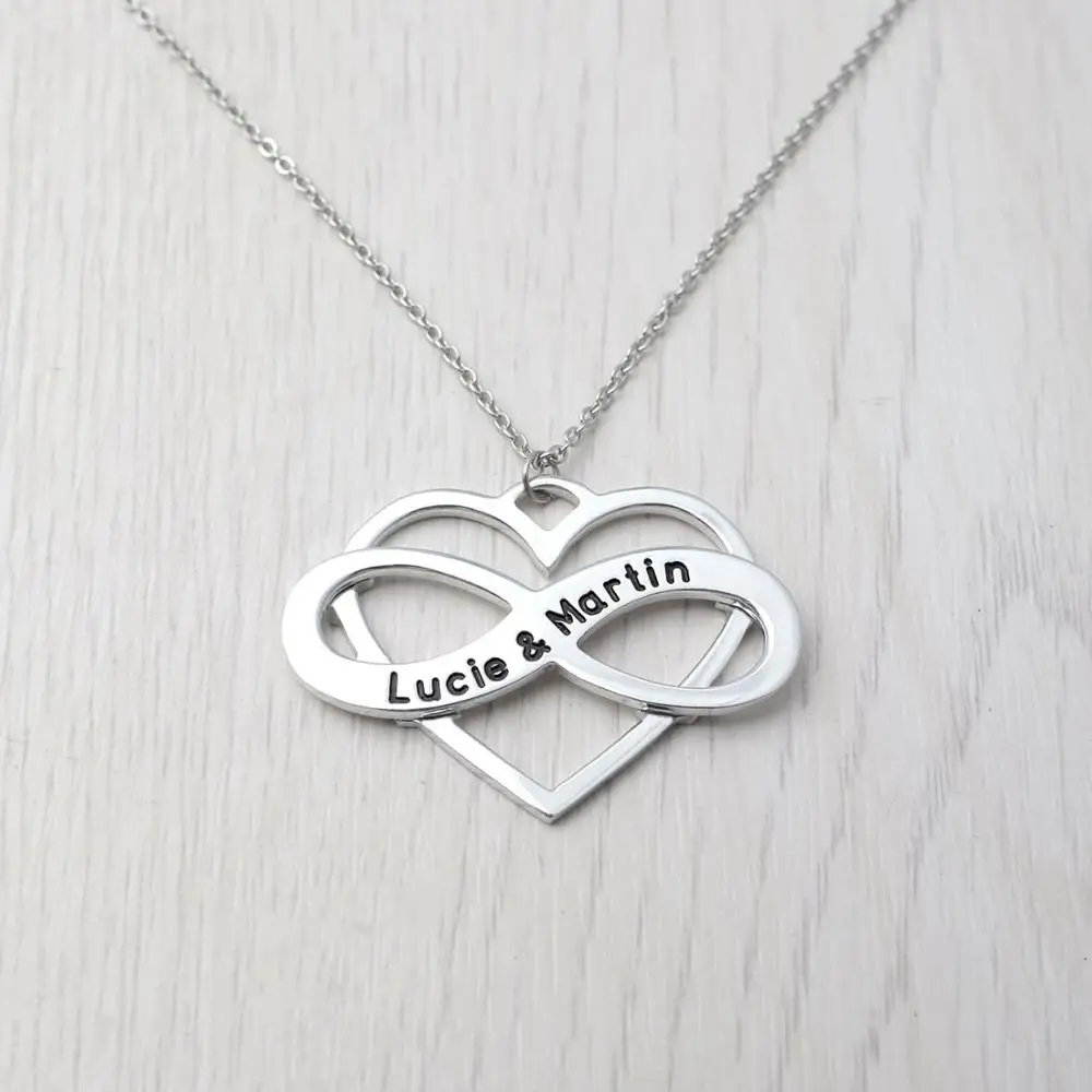 Индивидуальное ожерелье Infinity с именем гравировкой персонализированные