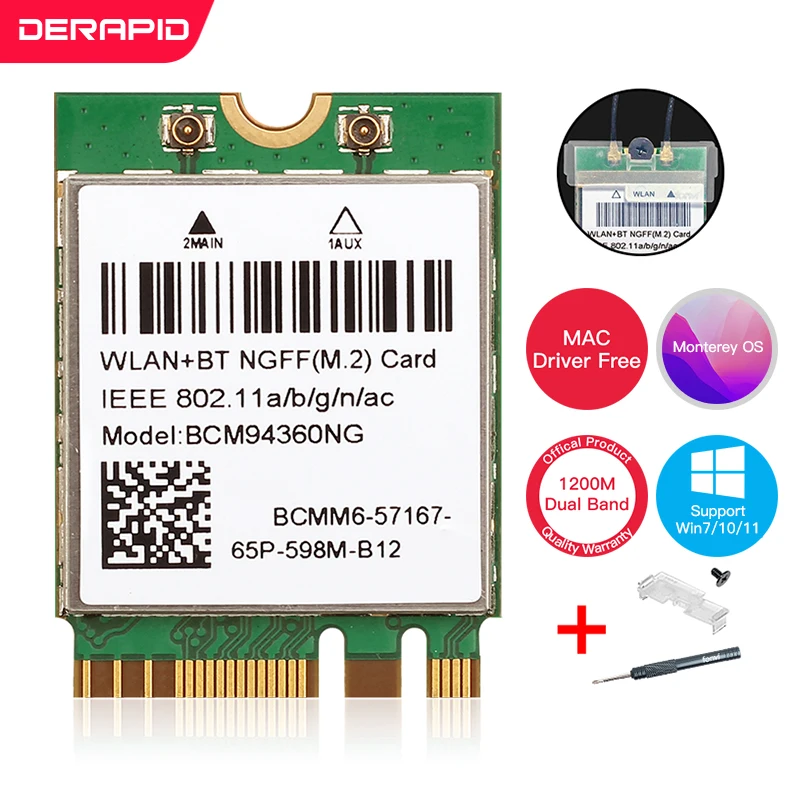 For Hackintosh Mac Os Bcm94360ng Bcm94360cs2 802.11ac Wifi 867mbps Wlan