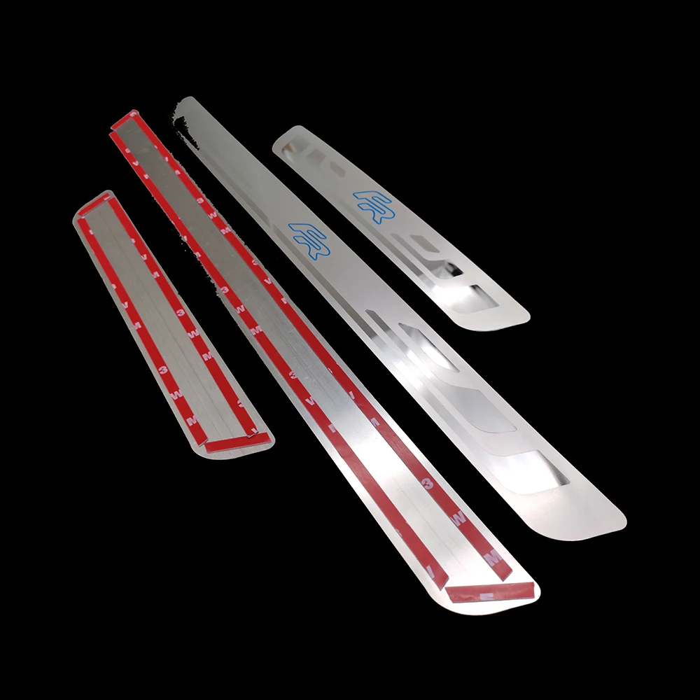 Auto Accessories For SEAT mii electric Toledo Leon Cupra Ibiza FR Stainless Steel Door Sill Trim Protectors Styling Sticker 4Pcs