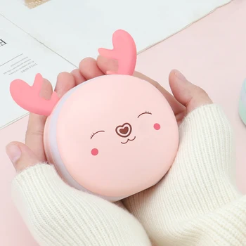 

Portable Mini Pocket USB Rechargeable 600mAh Power Bank Hand Warmer Electric Makeup Mirror LED Light Double-Sided Heating