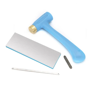 Martello da lavoro in metallo Set di punzoni con base in ottone, nylon e acciaio inossidabile, strumento per la produzione manuale di gioielli