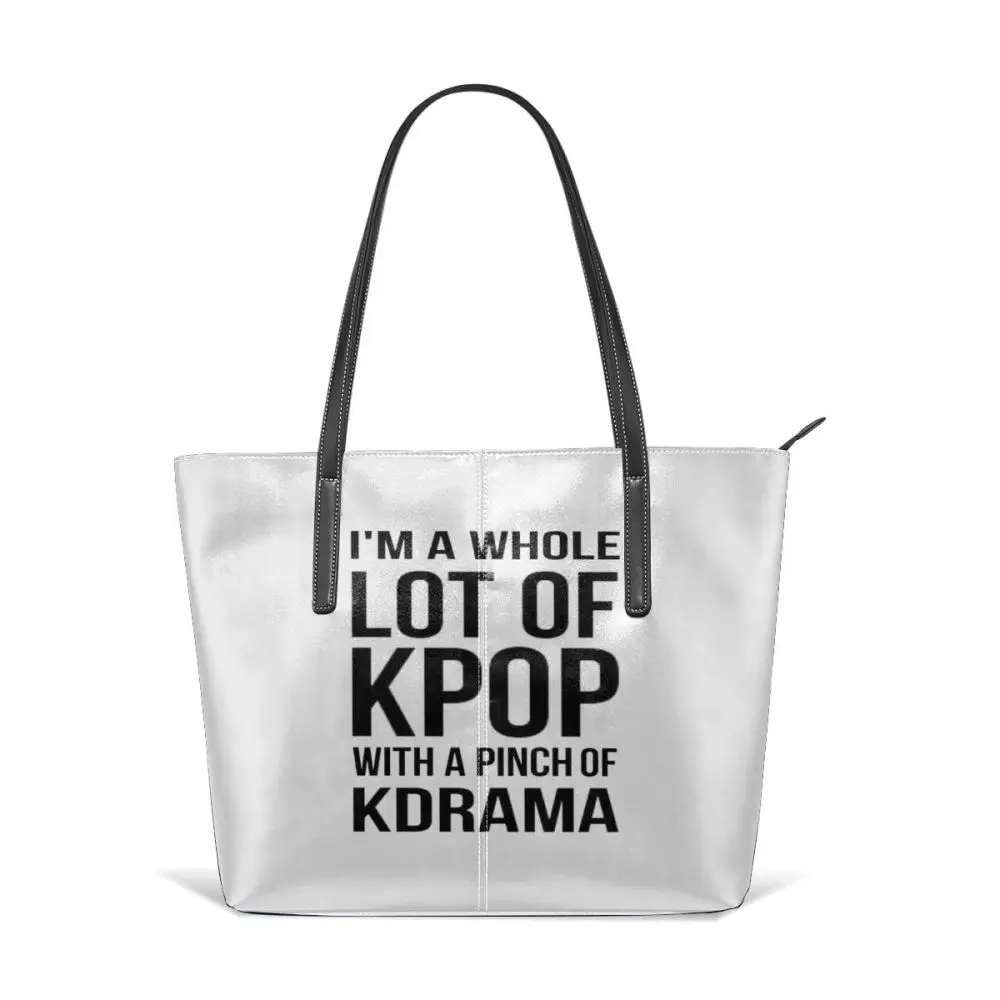 Kpop/много сумок, много KPOP, красный топ-ручка, сумки для подростков, трендовая кожаная сумка-тоут с узором, большая емкость, женские сумки - Цвет: A LOT OF KPOP WHITE