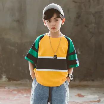 

T-Shirts for Boys Fashion Striped T-Shirt Korean Top for Teens 10 12 14 Years Old Boys Child Tshirt Summer 2020 Hot Sale Clothes