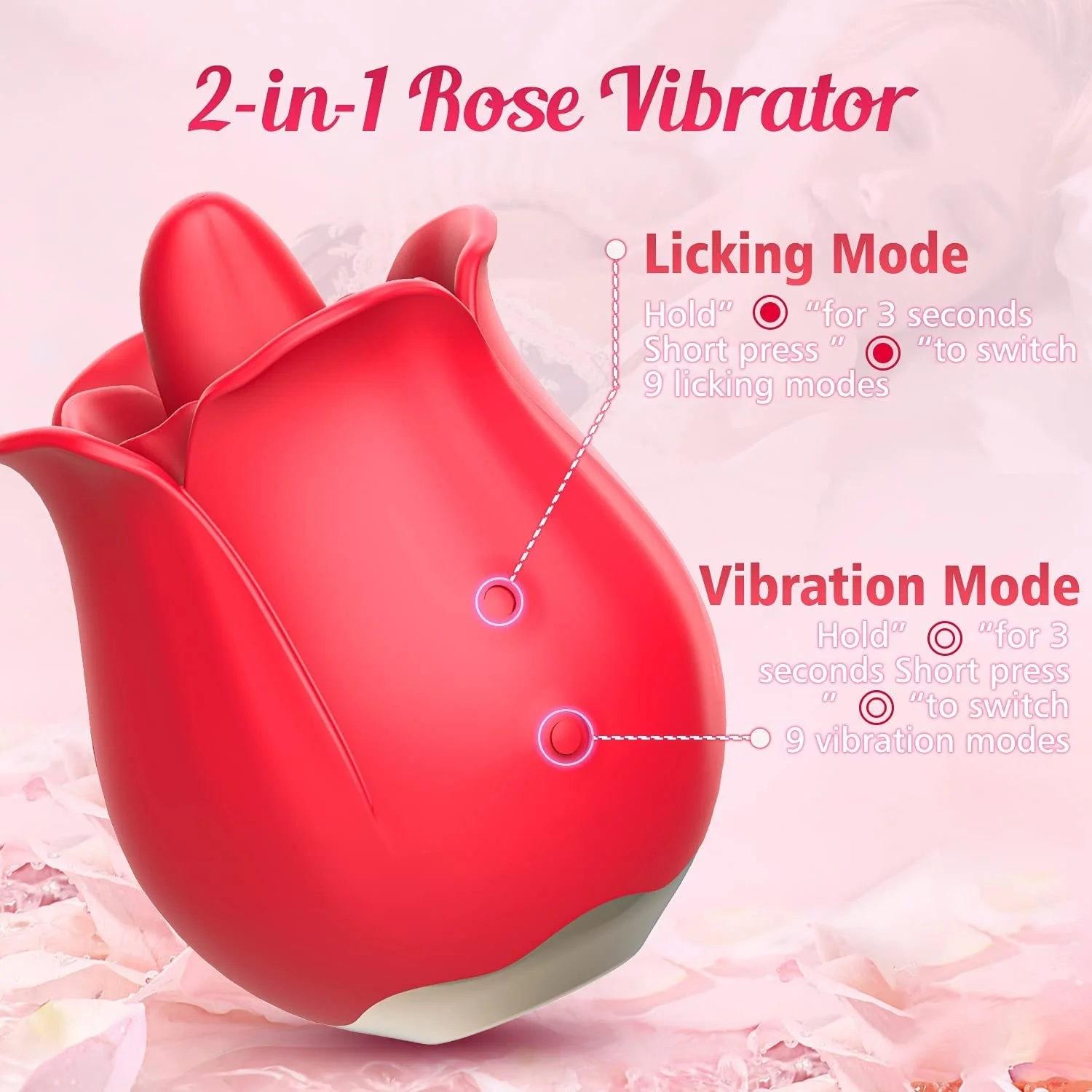 Rose Clitoral Vibrator With Licking And Pulsing Functions_voghion.com