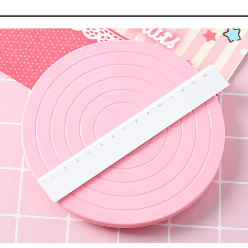 Unibird 360 Degree Rotary Mini Cake Turntable for Cookies Muffin Cake Decorating Tools Plastic Stand Platform 14CM Dia